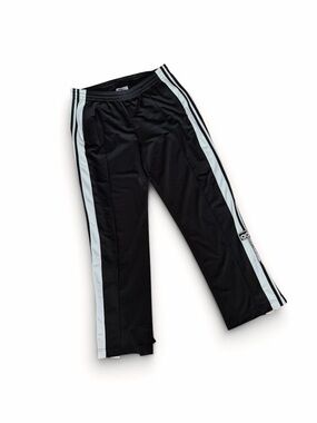 Adidas Black Snap Off Track Pants with White Side Stripes